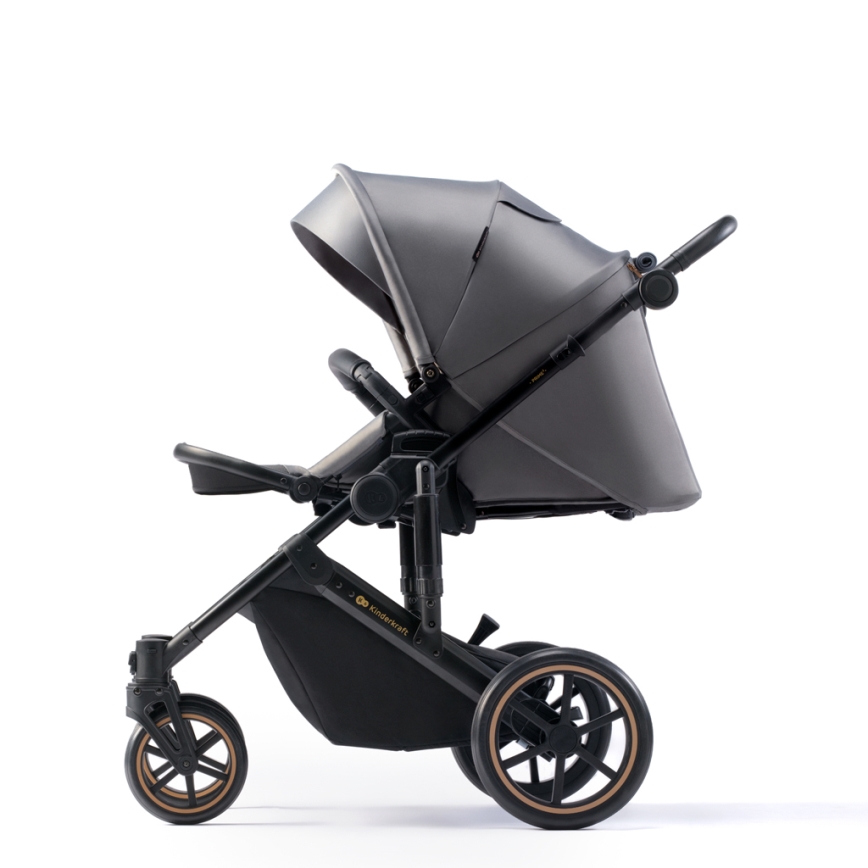 KINDERKRAFT SELECT - Kombinations barnvagn 3i1 PRIME 2 Premium Shadow grå + bilstol