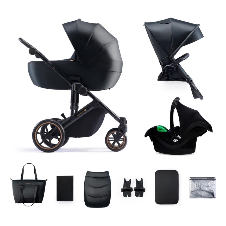 KINDERKRAFT SELECT - Kombinations barnvagn 3i1 PRIME 2 Premium Venezian svart + bilstol