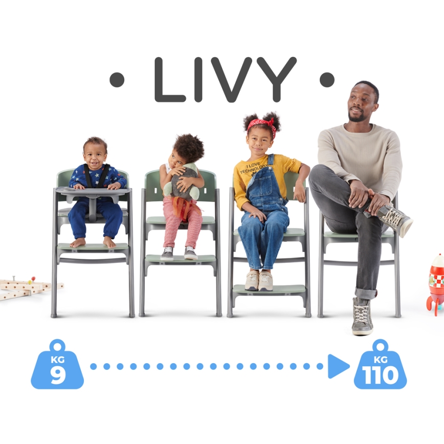 KINDERKRAFT SELECT - Matstol för barn 3i1 LIVY Premium Olive grön