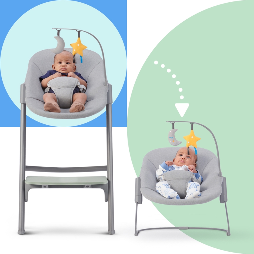 KINDERKRAFT SELECT - Matstol för barn 3i1 LIVY Premium Aster rosa + solstol CALMEE