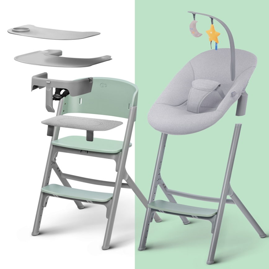 KINDERKRAFT SELECT - Matstol för barn 3i1 LIVY Premium Olive grön + solstol CALMEE