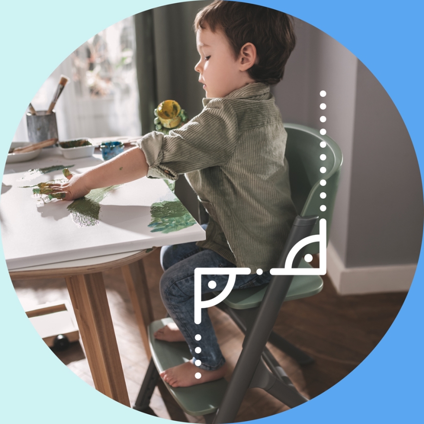 KINDERKRAFT SELECT - Matstol för barn 3i1 LIVY Premium Olive grön + solstol CALMEE
