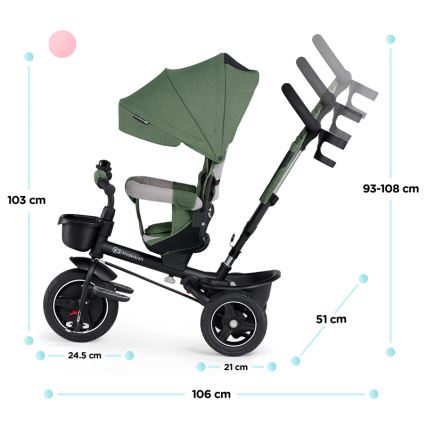 KINDERKRAFT SELECT - Trehjuling för barn SPINSTEP Premium grön