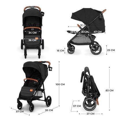 KINDERKRAFT - Sittvagn GRANDE PLUS svart