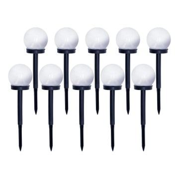 KIT 10x LED solcellslampa LED/0,12W/1,2V 6500K IP44 svart/vit