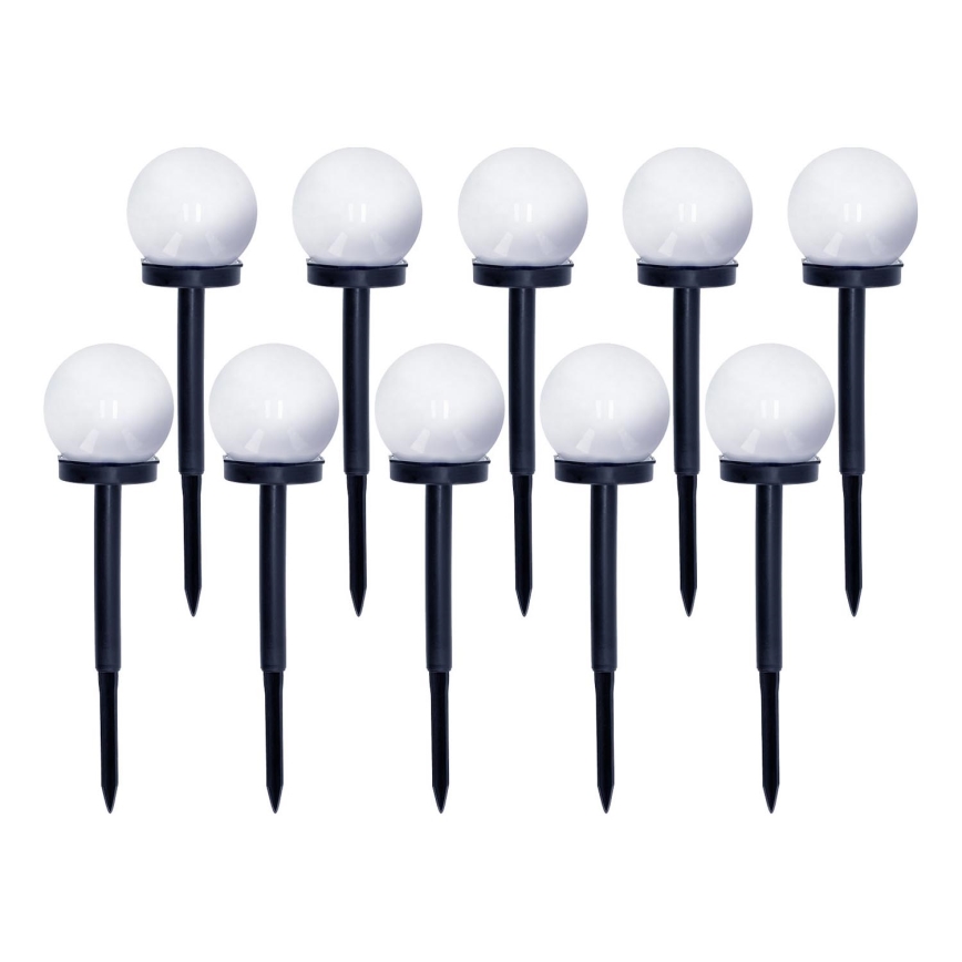 KIT 10x LED solcellslampa LED/0,12W/1,2V 6500K IP44 svart/vit