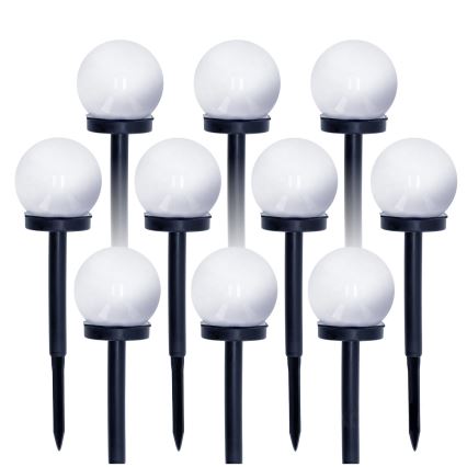 KIT 10x LED solcellslampa LED/0,12W/1,2V 6500K IP44 svart/vit