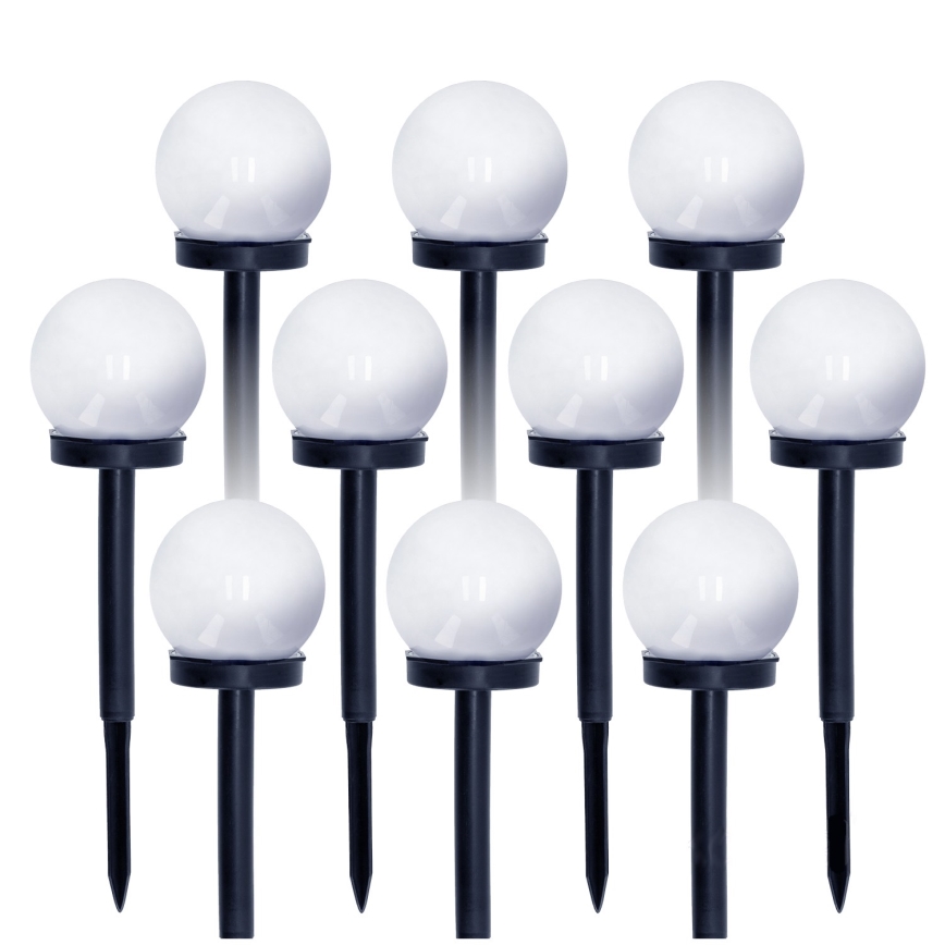 KIT 10x LED solcellslampa LED/0,12W/1,2V 6500K IP44 svart/vit