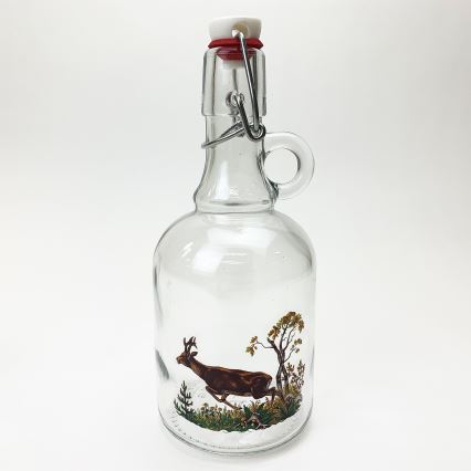 Kit 1x glas flaska och 2x snappsglas genomskinlig med djurmotiv