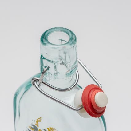 Kit 1x glasflaska och 2x snappsglas genomskinlig med harmotiv
