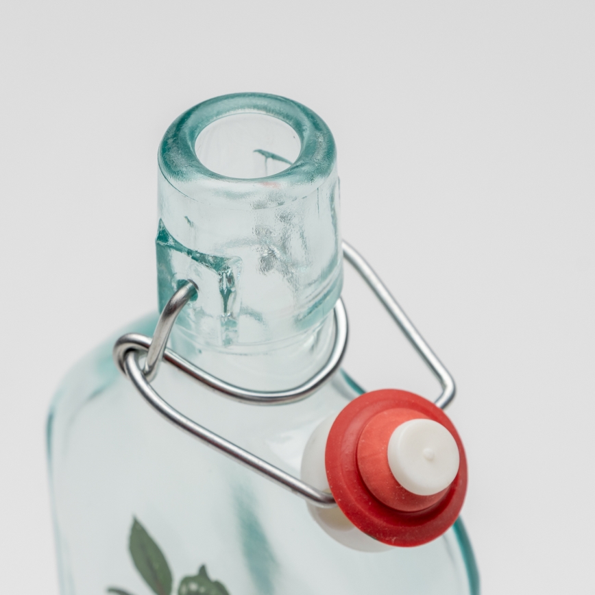 Kit 1x glasflaska och 2x snappsglas genomskinlig med körsbärsmotiv