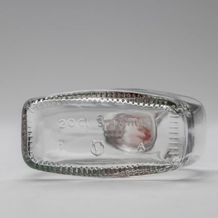 Kit 1x glasflaska och 2x snappsglas genomskinlig med plommontryck