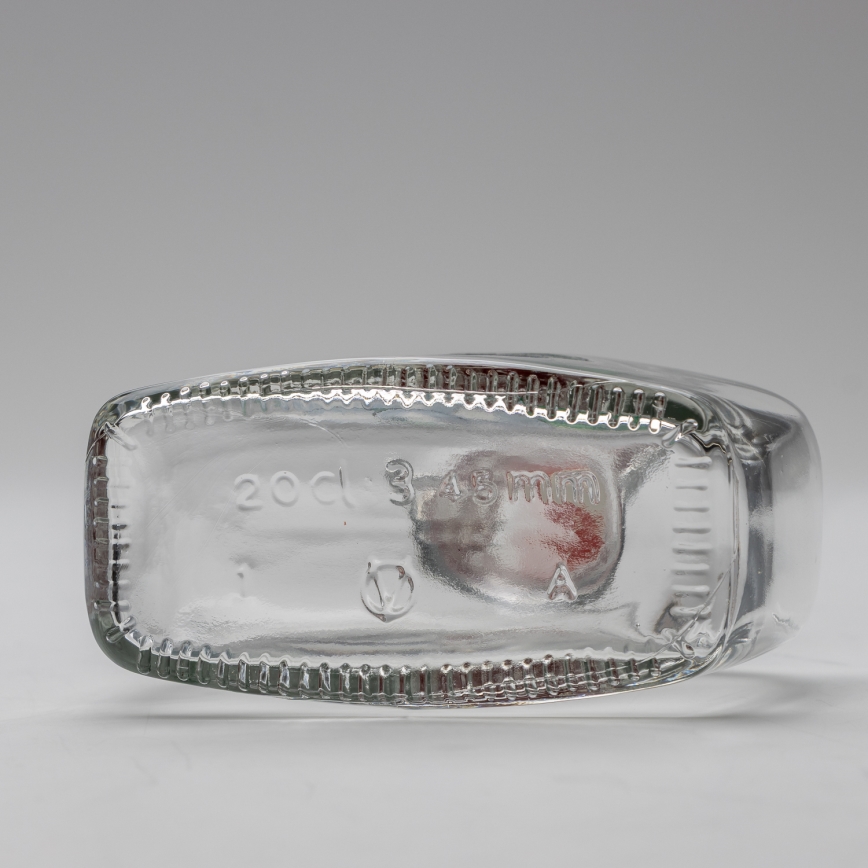 Kit 1x glasflaska och 2x snappsglas genomskinlig med plommontryck