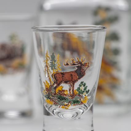 Kit 1x glasflaska och 2x snappsglas genomskinlig med rävmotiv