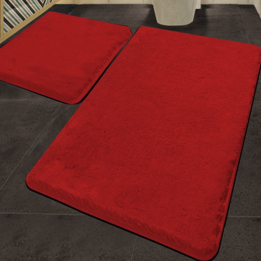KIT 2x Badrumsmatta 60/100 cm röd