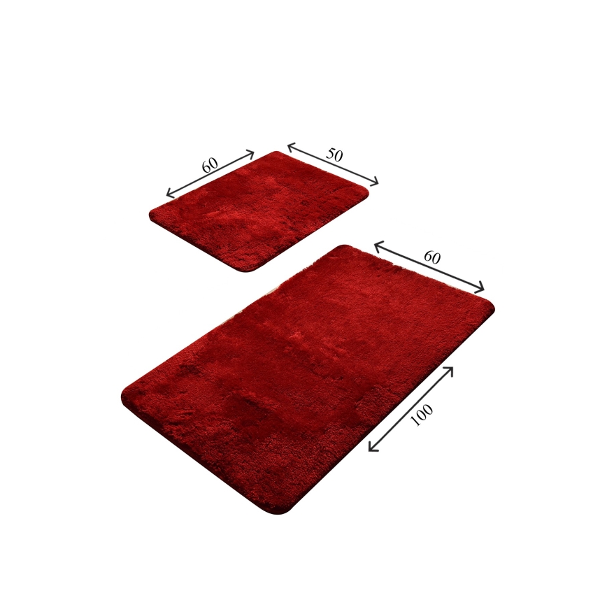 KIT 2x Badrumsmatta 60/100 cm röd