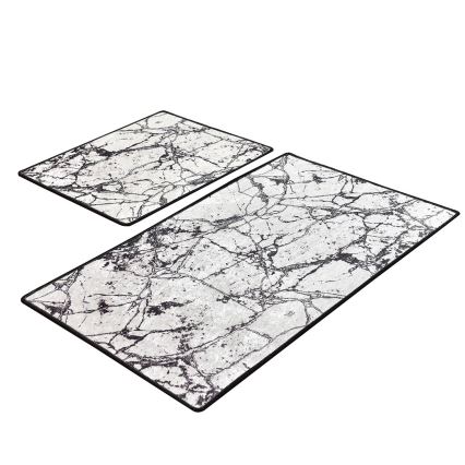 KIT 2x Badrumsmatta MARBLE 60/100 cm vit/svart