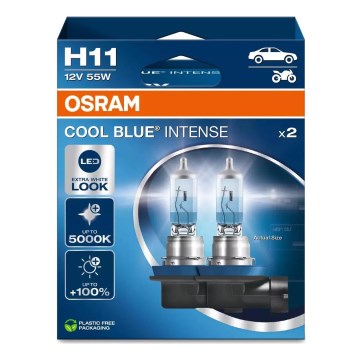 KIT 2x Bilglödlampa COOL BLÅ H11 PGJ19-2/55W/12V 5000K - Osram