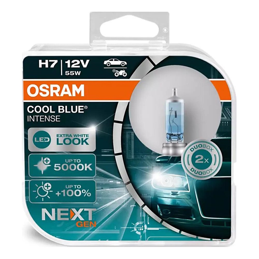 KIT 2x Bilglödlampa COOL BLÅ H7 PX26d/55W/12V 5000K - Osram