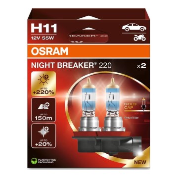 KIT 2x Bilglödlampa NIGHT BREAKER H11 PGJ19-2/55W/12V - Osram