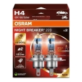 KIT 2x Bilglödlampa NIGHT BREAKER H4 P43t/60/55W/12V - Osram