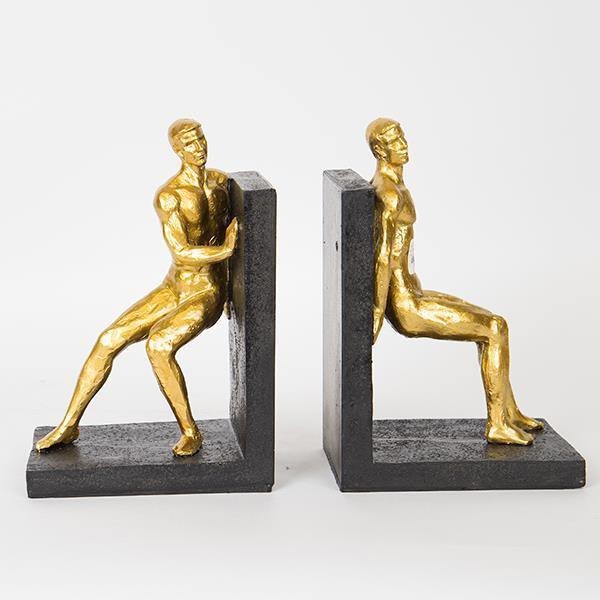 KIT 2x Bokstöd guld/svart