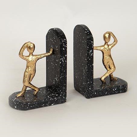 KIT 2x Bokstöd guld/svart