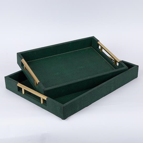 KIT 2x Dekorativt bricka 40x30/34x24 cm grön