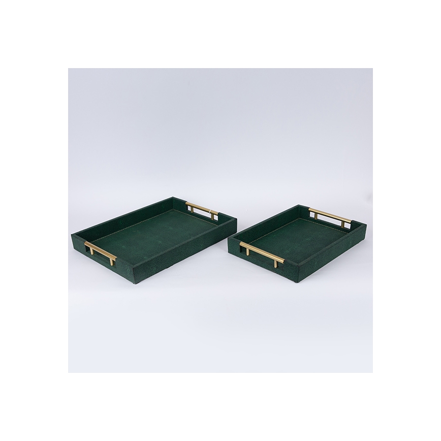 KIT 2x Dekorativt bricka 40x30/34x24 cm grön