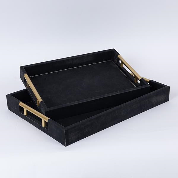 KIT 2x Dekorativt bricka 40x30/34x24 cm svart