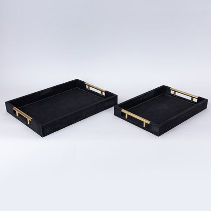 KIT 2x Dekorativt bricka 40x30/34x24 cm svart