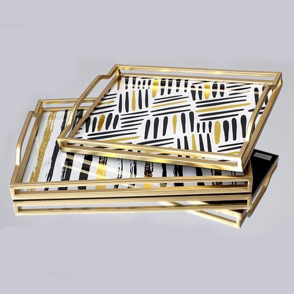 KIT 2x Dekorativt bricka 40x30/35x25 cm guld