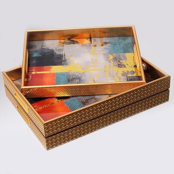 KIT 2x Dekorativt bricka 40x30/35x25 cm guld