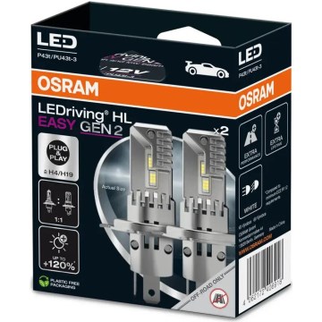 KIT 2x LED Bilglödlampa LEDriving H4/H19 P43t/PU43T-3/25W/12V 6500K - Osram