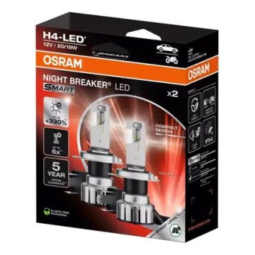 KIT 2x LED Bilglödlampa NIGHT BREAKER H4 P43t/20/19W/12V - Osram