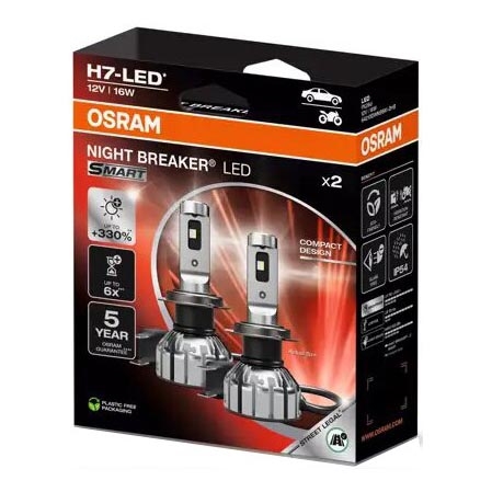 KIT 2x LED Bilglödlampa NIGHT BREAKER H7 PX26d/16W/12V 6000K - Osram