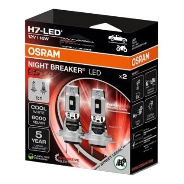 KIT 2x LED Bilglödlampa NIGHT BREAKER H7 PX26d/16W/12V 6000K - Osram