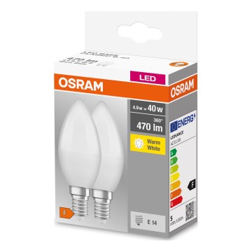 KIT 2x LED glödlampa B38 E14/4,9W/230V 3000K - Osram