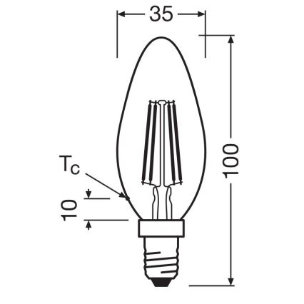 KIT 2x LED glödlampa FILAMENT B35 E14/4W/230V 4000K - Osram
