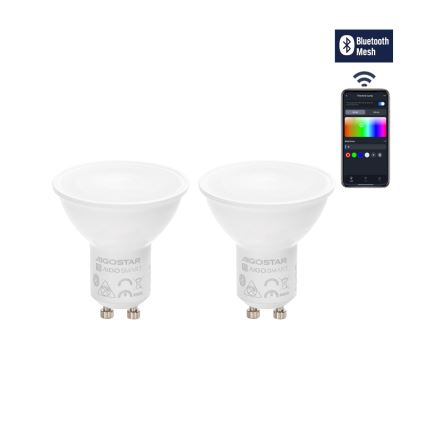 KIT 2x LED Ljusreglerad glödlampa MESH Smart GU10/6,5W/230V 2700-6500K + fjärrkontroll - Aigostar