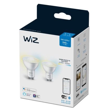 KIT 2x LED Ljusreglerad glödlampa PAR16 GU10/4,7W/230V 2700-6500K CRI 90 Wi-Fi - WiZ