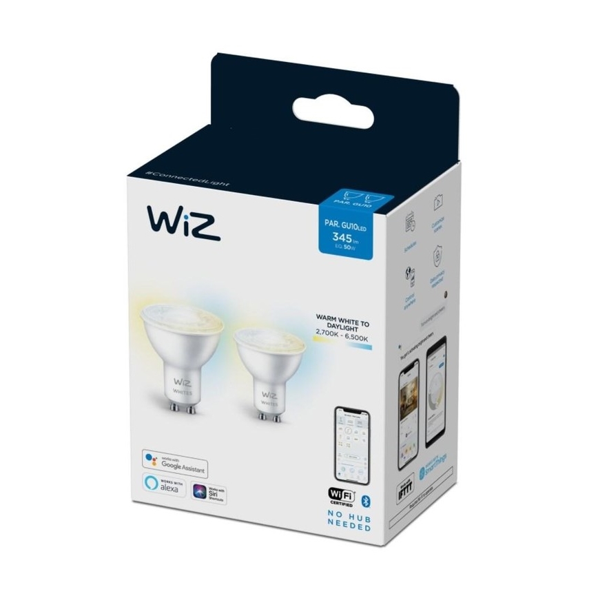 KIT 2x LED Ljusreglerad glödlampa PAR16 GU10/4,7W/230V 2700-6500K CRI 90 Wi-Fi - WiZ
