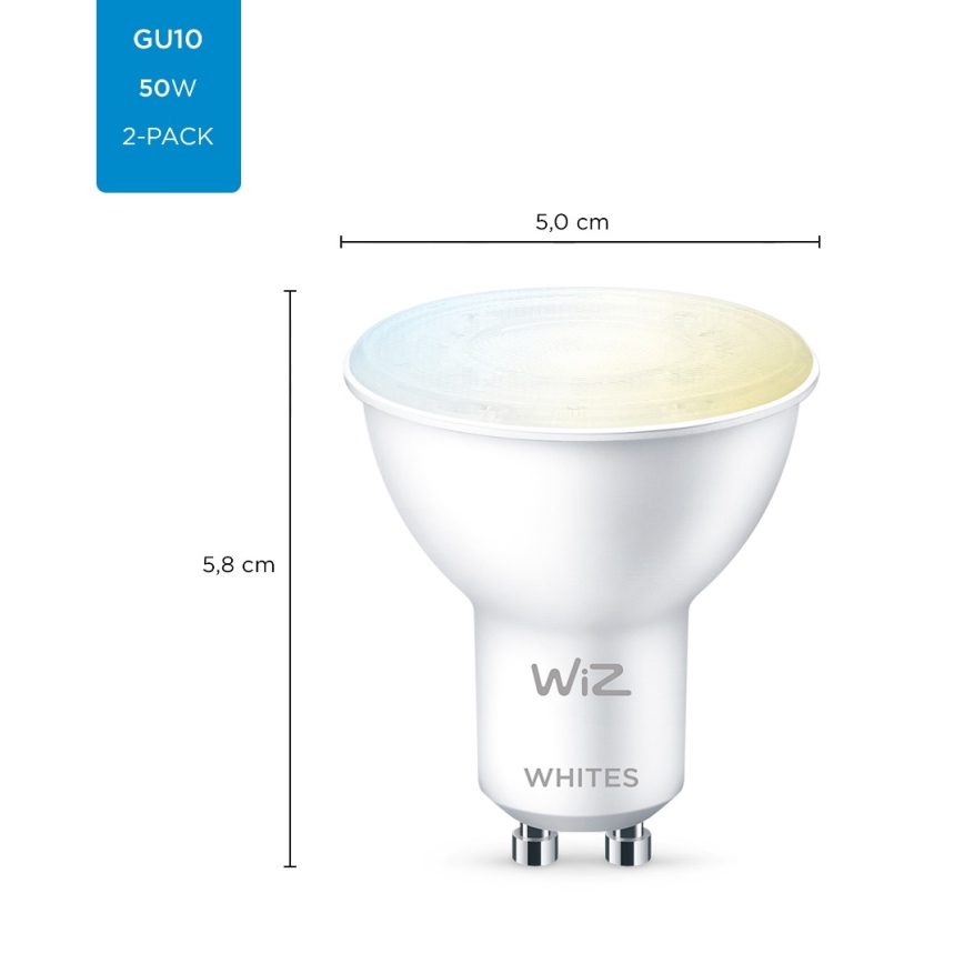 KIT 2x LED Ljusreglerad glödlampa PAR16 GU10/4,7W/230V 2700-6500K CRI 90 Wi-Fi - WiZ