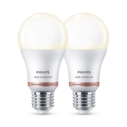 KIT 2x LED Ljusreglerad glödlampa Philips A60 E27/8W/230V Wi-Fi