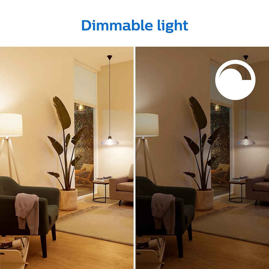 KIT 2x LED Ljusreglerad glödlampa Philips A60 E27/8W/230V Wi-Fi