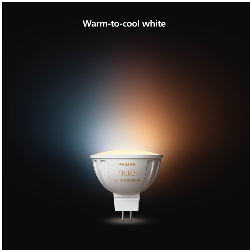 KIT 2x LED Ljusreglerad glödlampa Philips Hue White Ambiance GU5,3/MR16/5,1W/12V 2200-6500K
