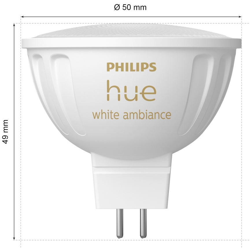 KIT 2x LED Ljusreglerad glödlampa Philips Hue White Ambiance GU5,3/MR16/5,1W/12V 2200-6500K
