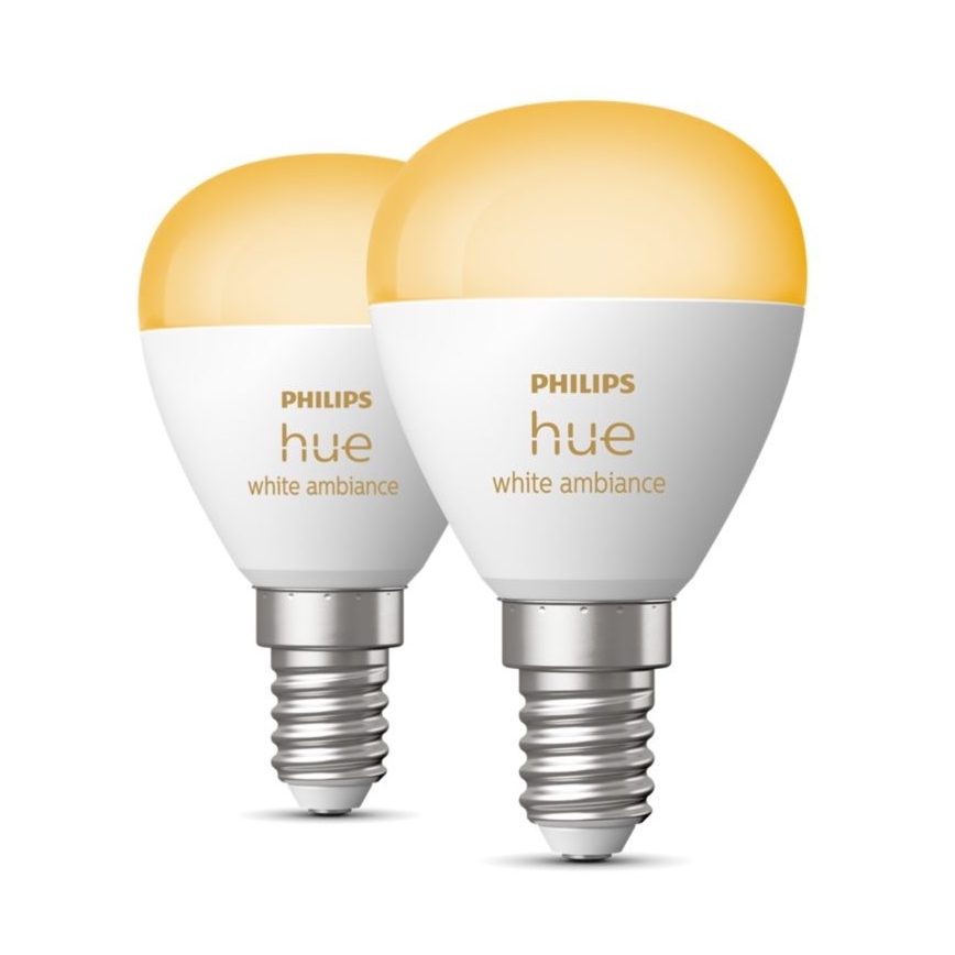 KIT 2x LED Ljusreglerad glödlampa Philips Hue WHITE AMBIANCE P45 E14/5,1W/230V 2200-6500K