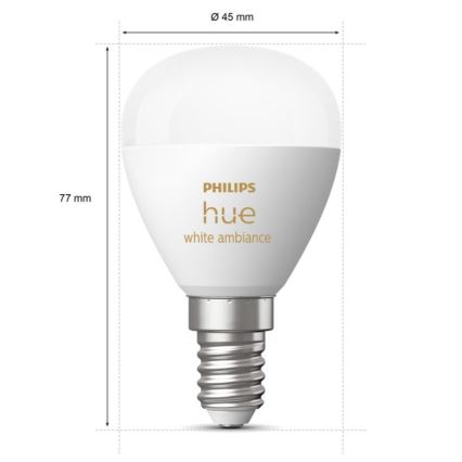 KIT 2x LED Ljusreglerad glödlampa Philips Hue WHITE AMBIANCE P45 E14/5,1W/230V 2200-6500K