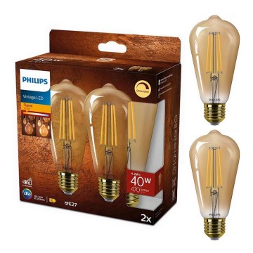 KIT 2x LED Ljusreglerad glödlampa VINTAGE Philips ST64 E27/4,2W/230V 2200K